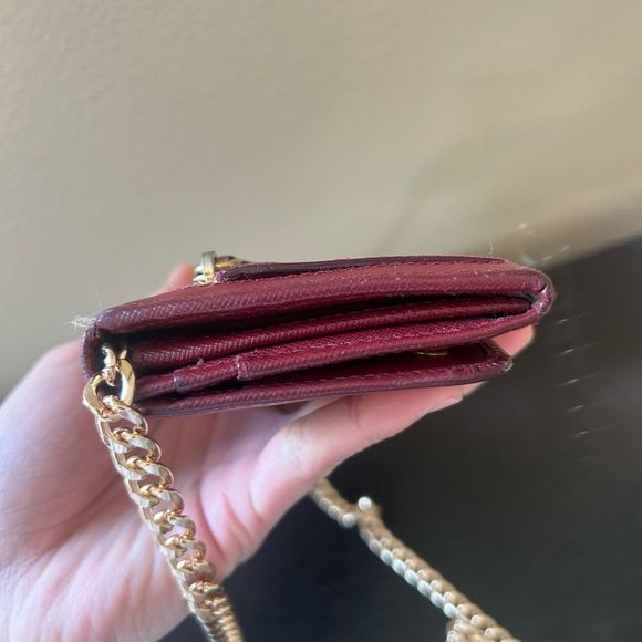 Prada Milano Made in Italy Wine Red Snap Wallet with unbranded chain - Picture 8 of 16